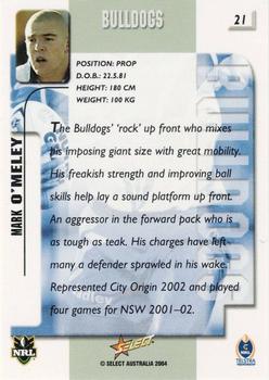 2004 Select Authentic #21 Mark O'Meley Back